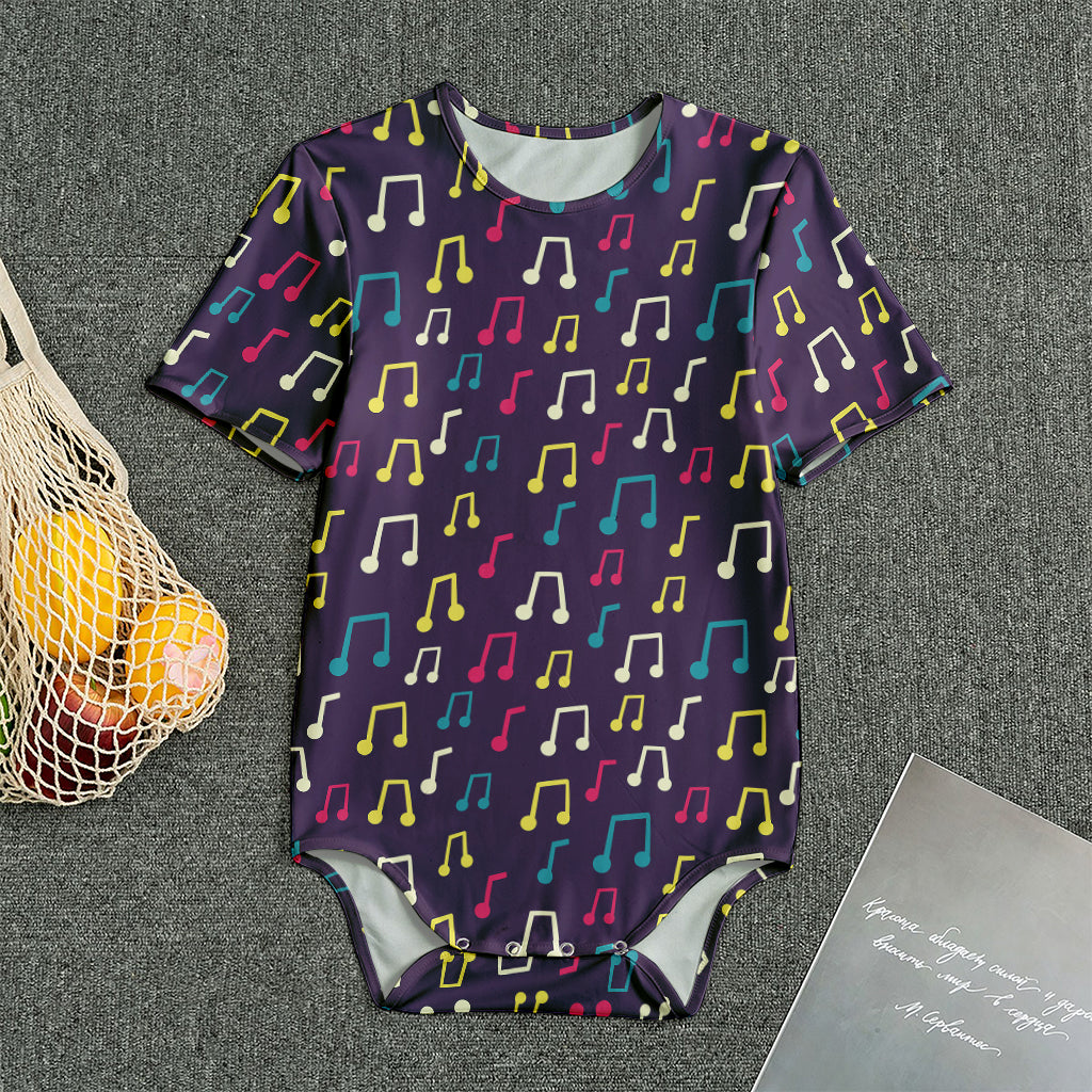 Cute Music Notes Pattern Print Men's Bodysuit