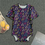 Cute Music Notes Pattern Print Men's Bodysuit