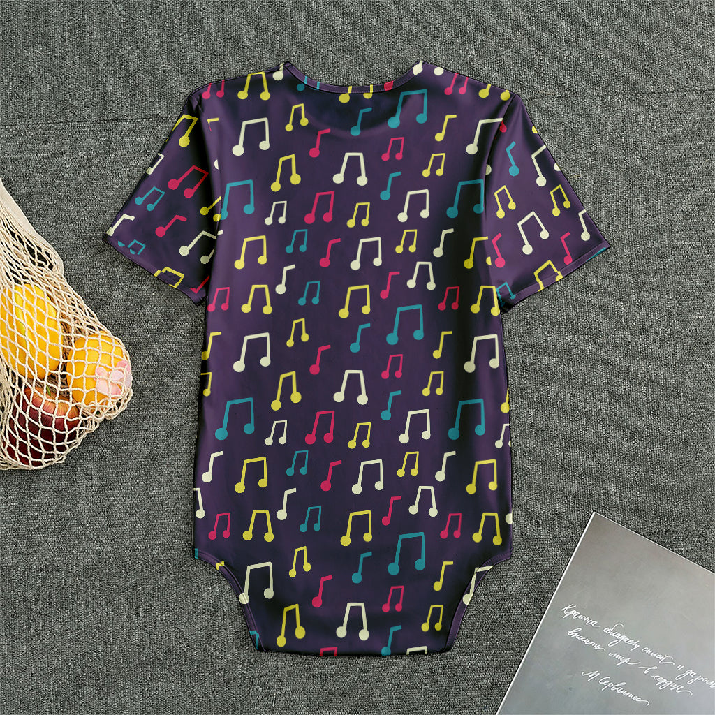 Cute Music Notes Pattern Print Men's Bodysuit