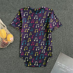Cute Music Notes Pattern Print Men's Bodysuit