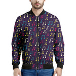 Cute Music Notes Pattern Print Men's Bomber Jacket