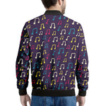 Cute Music Notes Pattern Print Men's Bomber Jacket