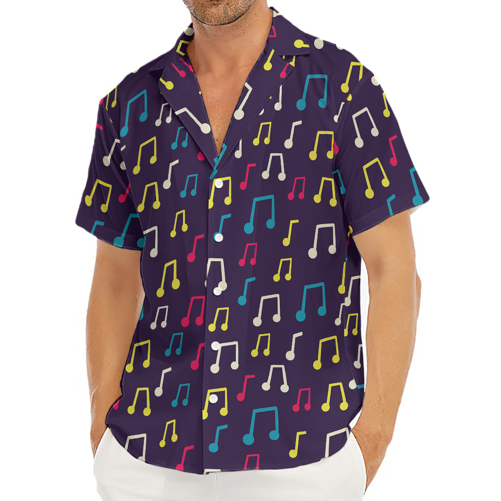 Cute Music Notes Pattern Print Men's Deep V-Neck Shirt