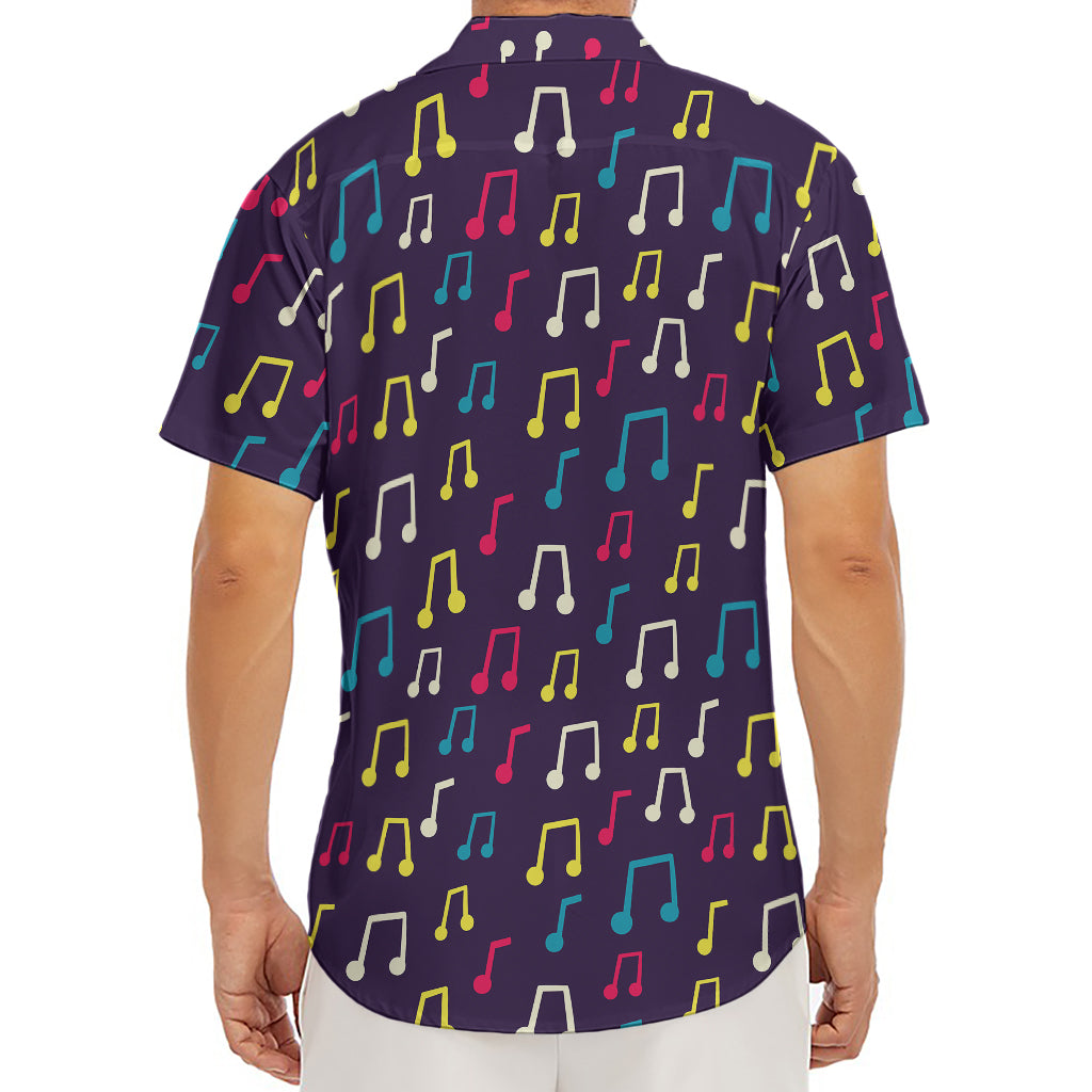 Cute Music Notes Pattern Print Men's Deep V-Neck Shirt