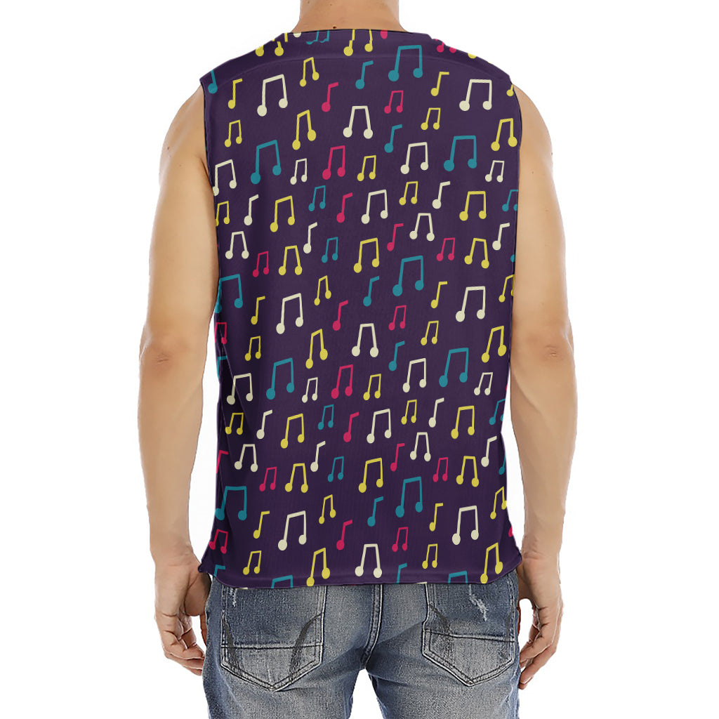 Cute Music Notes Pattern Print Men's Fitness Tank Top