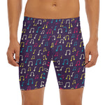 Cute Music Notes Pattern Print Men's Long Boxer Briefs