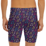 Cute Music Notes Pattern Print Men's Long Boxer Briefs