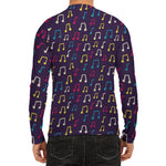 Cute Music Notes Pattern Print Men's Long Sleeve Rash Guard