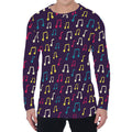 Cute Music Notes Pattern Print Men's Long Sleeve T-Shirt