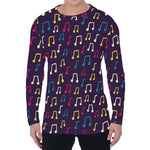 Cute Music Notes Pattern Print Men's Long Sleeve T-Shirt