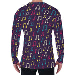 Cute Music Notes Pattern Print Men's Long Sleeve T-Shirt