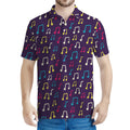 Cute Music Notes Pattern Print Men's Polo Shirt
