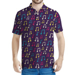 Cute Music Notes Pattern Print Men's Polo Shirt