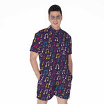 Cute Music Notes Pattern Print Men's Rompers