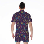 Cute Music Notes Pattern Print Men's Rompers