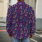Cute Music Notes Pattern Print Men's Shirt Jacket