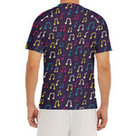 Cute Music Notes Pattern Print Men's Short Sleeve Rash Guard