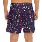 Cute Music Notes Pattern Print Men's Split Running Shorts