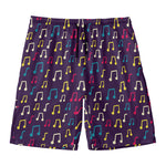 Cute Music Notes Pattern Print Men's Swim Trunks