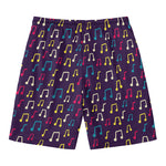 Cute Music Notes Pattern Print Men's Swim Trunks