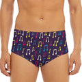 Cute Music Notes Pattern Print Men's Triangle Swim Briefs