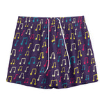 Cute Music Notes Pattern Print Mesh Shorts