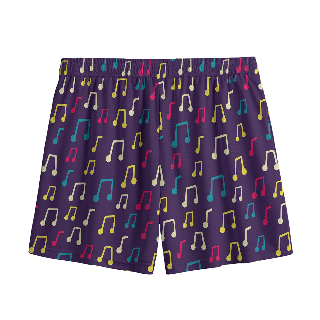 Cute Music Notes Pattern Print Mesh Shorts