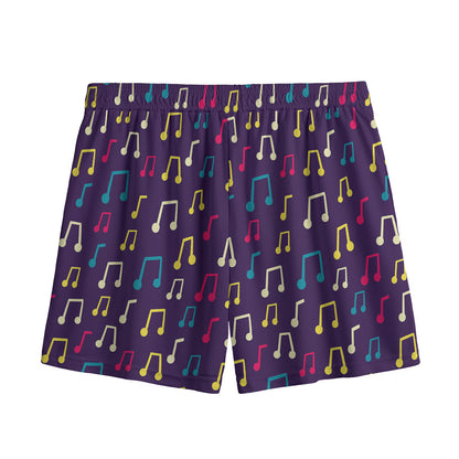 Cute Music Notes Pattern Print Mesh Shorts