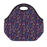Cute Music Notes Pattern Print Neoprene Lunch Bag
