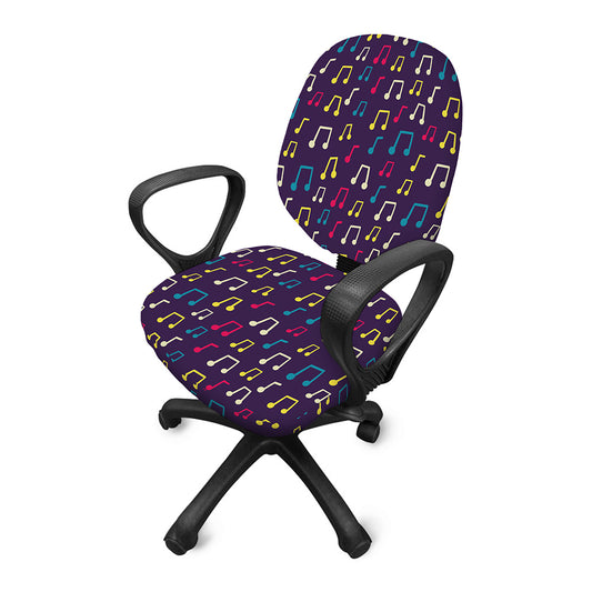 Cute Music Notes Pattern Print Office Chair Cover