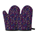 Cute Music Notes Pattern Print Oven Mitts