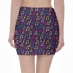 Cute Music Notes Pattern Print Pencil Mini Skirt