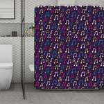 Cute Music Notes Pattern Print Polyester Shower Curtain