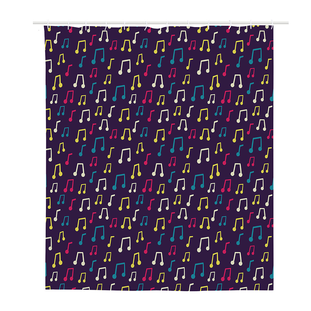 Cute Music Notes Pattern Print Polyester Shower Curtain
