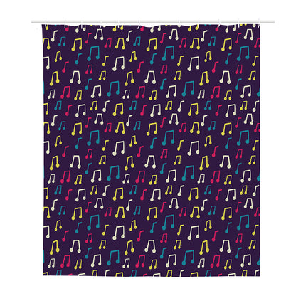 Cute Music Notes Pattern Print Polyester Shower Curtain