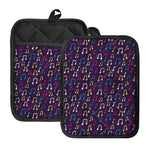 Cute Music Notes Pattern Print Pot Holders With Pocket