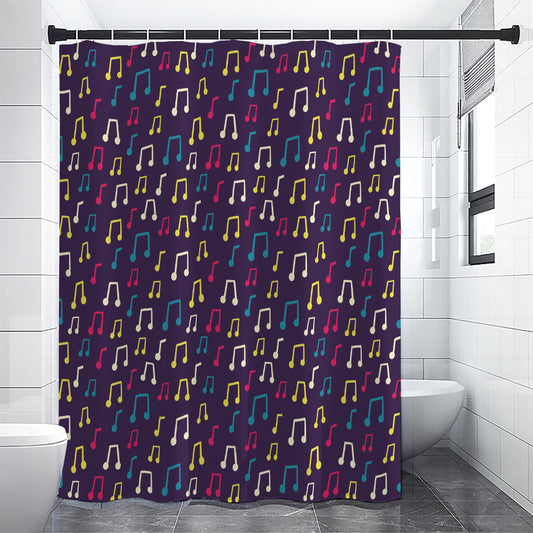 Cute Music Notes Pattern Print Premium Shower Curtain