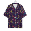 Cute Music Notes Pattern Print Rayon Hawaiian Shirt