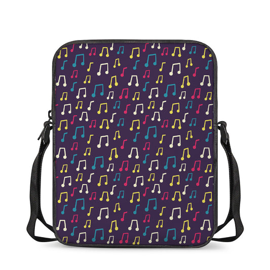Cute Music Notes Pattern Print Rectangular Crossbody Bag