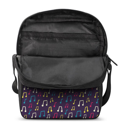 Cute Music Notes Pattern Print Rectangular Crossbody Bag