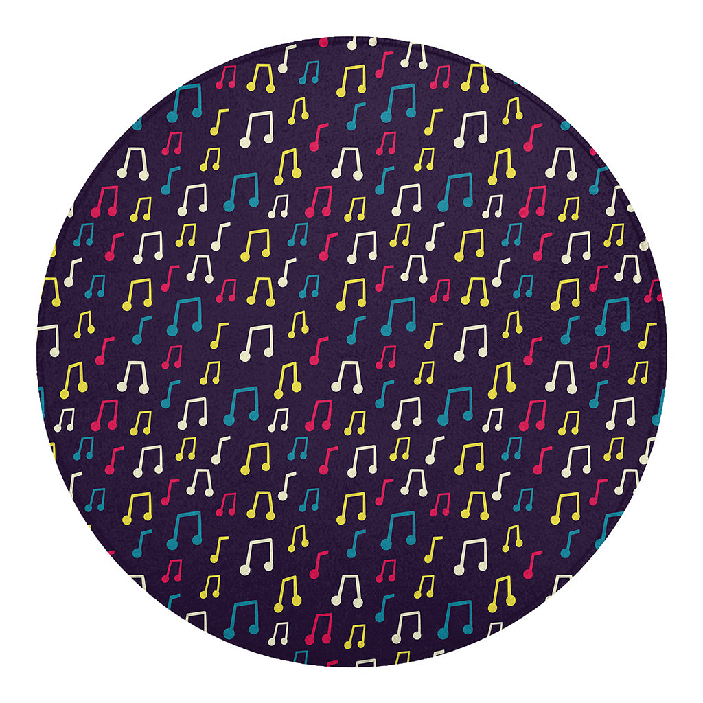 Cute Music Notes Pattern Print Round Blanket