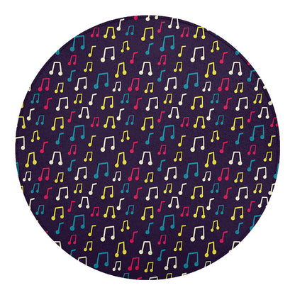 Cute Music Notes Pattern Print Round Blanket