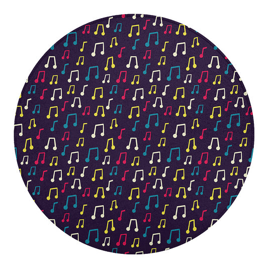 Cute Music Notes Pattern Print Round Blanket
