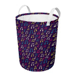 Cute Music Notes Pattern Print Round Laundry Basket