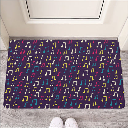 Cute Music Notes Pattern Print Rubber Doormat