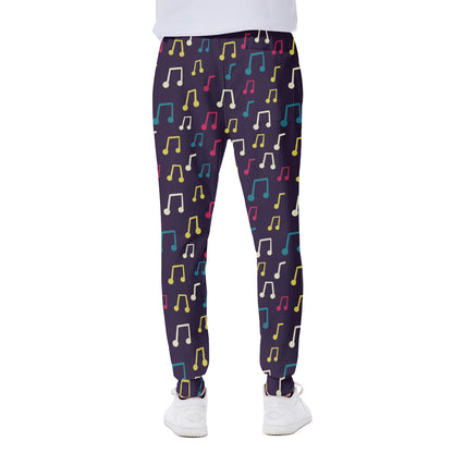 Cute Music Notes Pattern Print Scuba Joggers