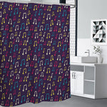 Cute Music Notes Pattern Print Shower Curtain