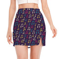 Cute Music Notes Pattern Print Side Slit Mini Skirt