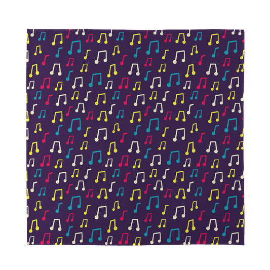 Cute Music Notes Pattern Print Silk Bandana