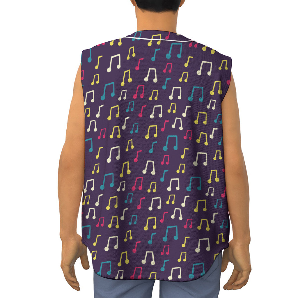 Cute Music Notes Pattern Print Sleeveless Baseball Jersey